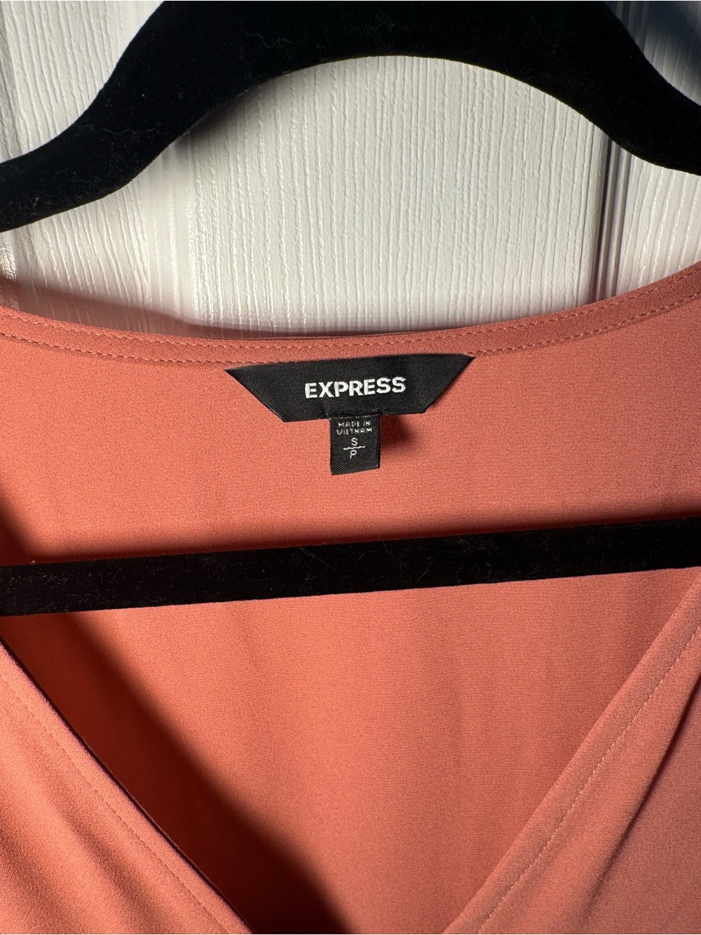 Express Peach Button-Front Ruffle Blouse - Picture 3 of 3